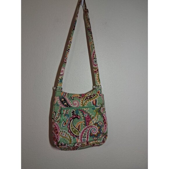 Vera Bradley Quilted Crossbody Purse Bag Messenger Paisley Floral Green - Picture 4 of 8